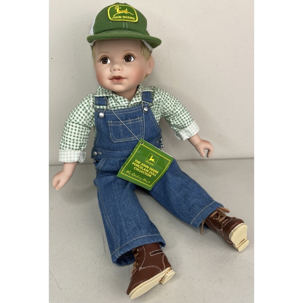 VTG 1999 JOHN DEERE Danbury Mint "Johnny" 14" Farm Boy Porcelain Doll